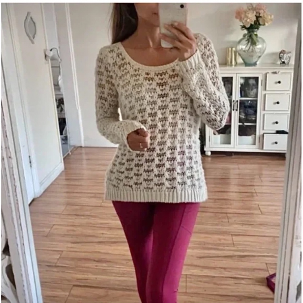 🪞 NEW zara open knit long sleeve scoop neck sweater